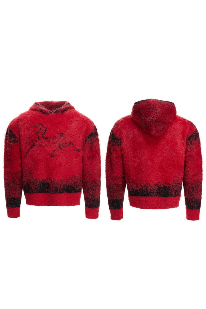 Gradient Faux Mink Hoodie Sweater