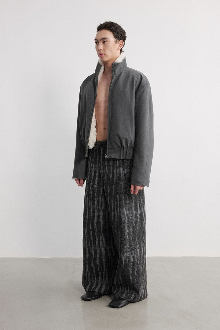 Jacquard Wide Leg Utility Pants
