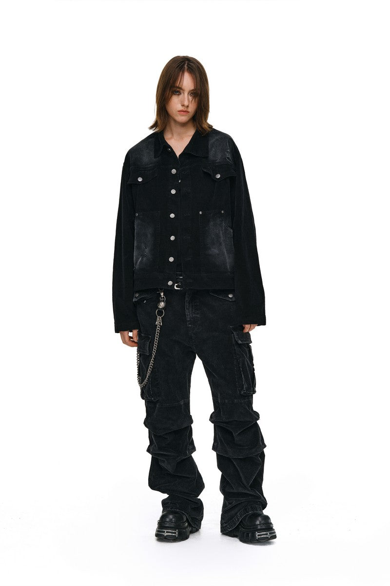 Washed Corduroy Cargo Pants