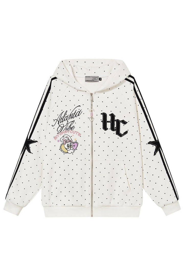 Polka Dot Zip Up Hoodie