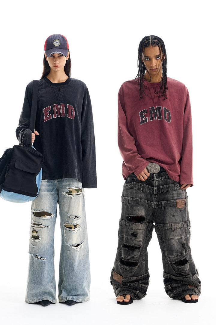 Washed Double Collar Graphic Tee