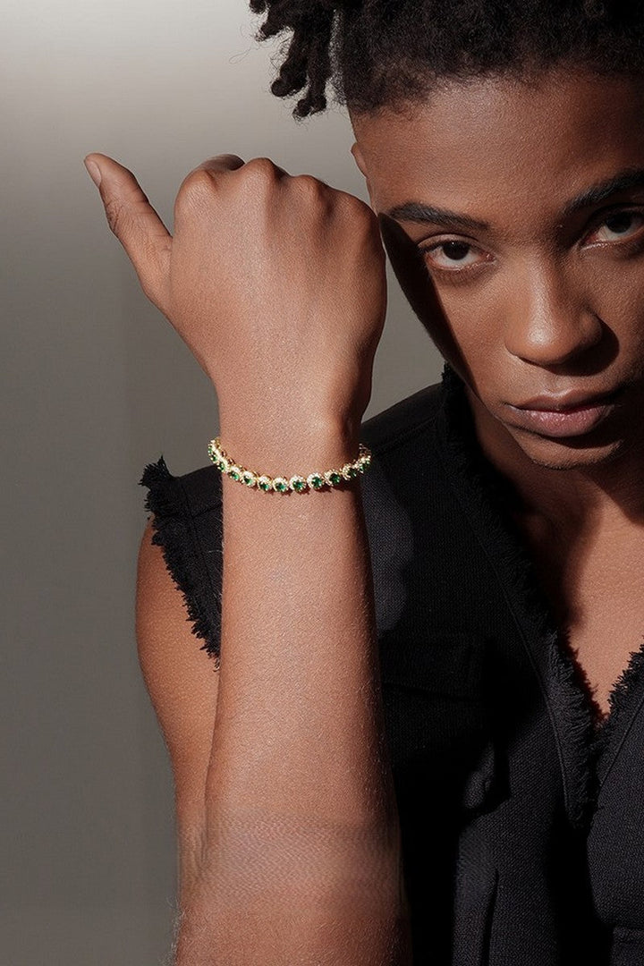 Gold Green Gem Tennis Bracelet