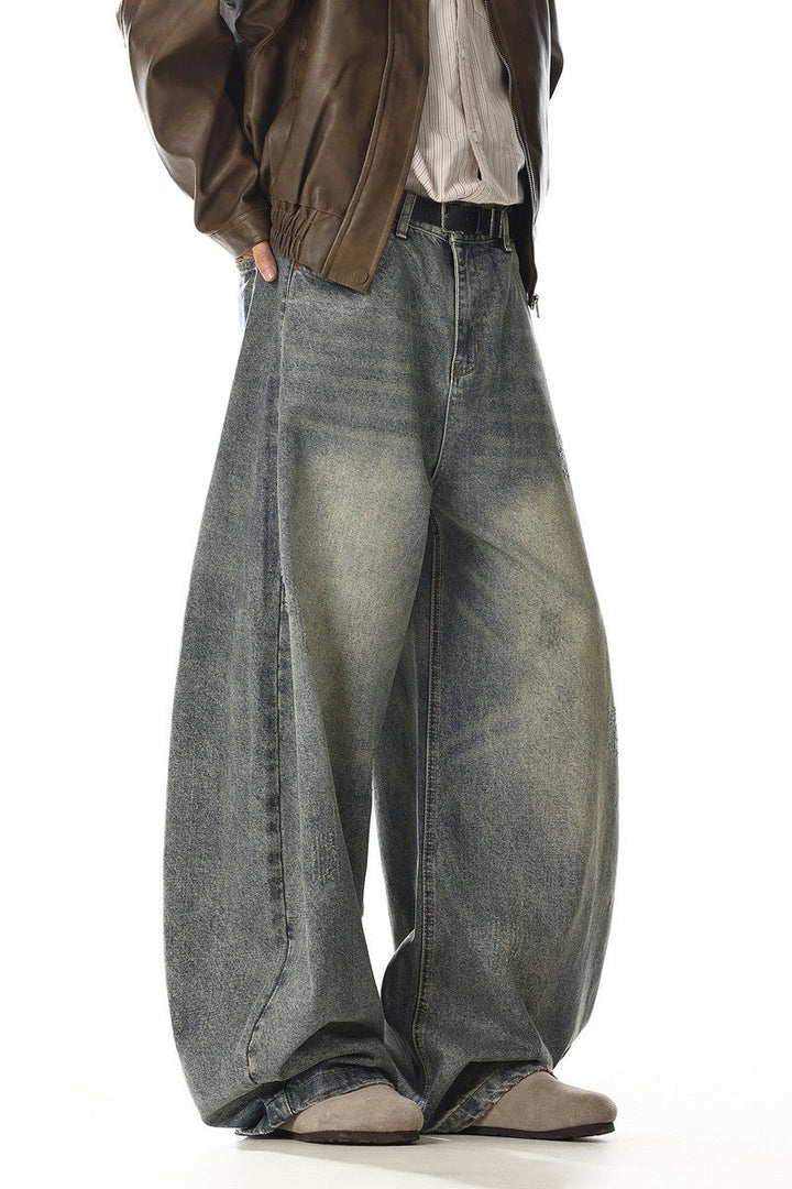 Washed Loose Straight Jeans