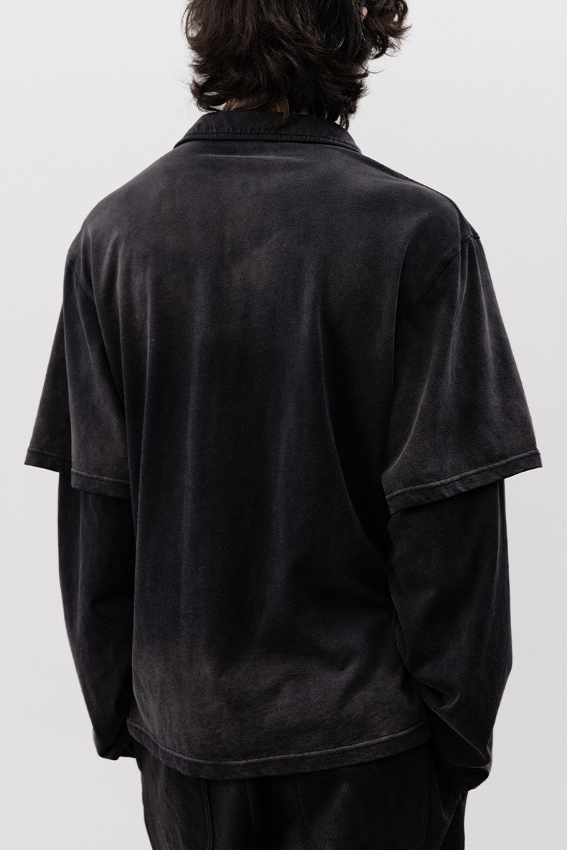 Faded Layered Look Polo Shirt