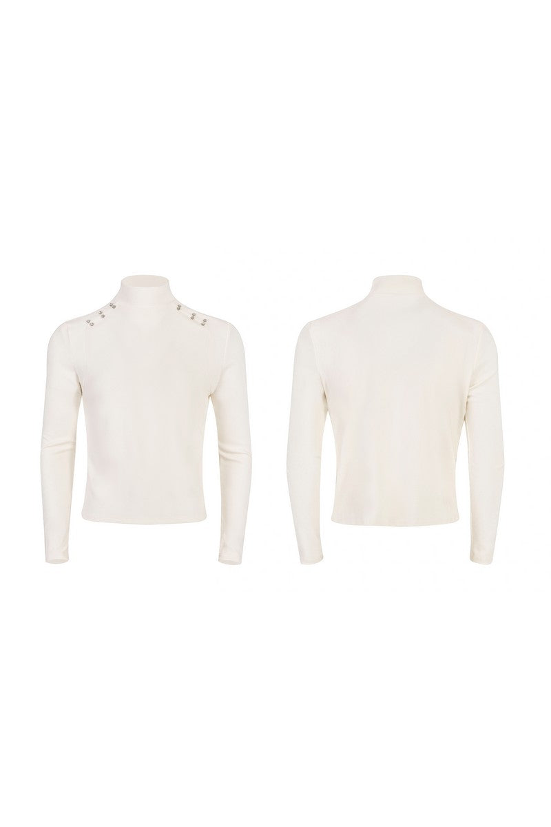 Padded Mock Neck Long Sleeve Tee