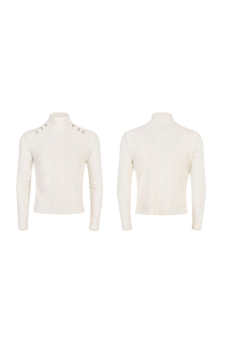 Padded Mock Neck Long Sleeve Tee