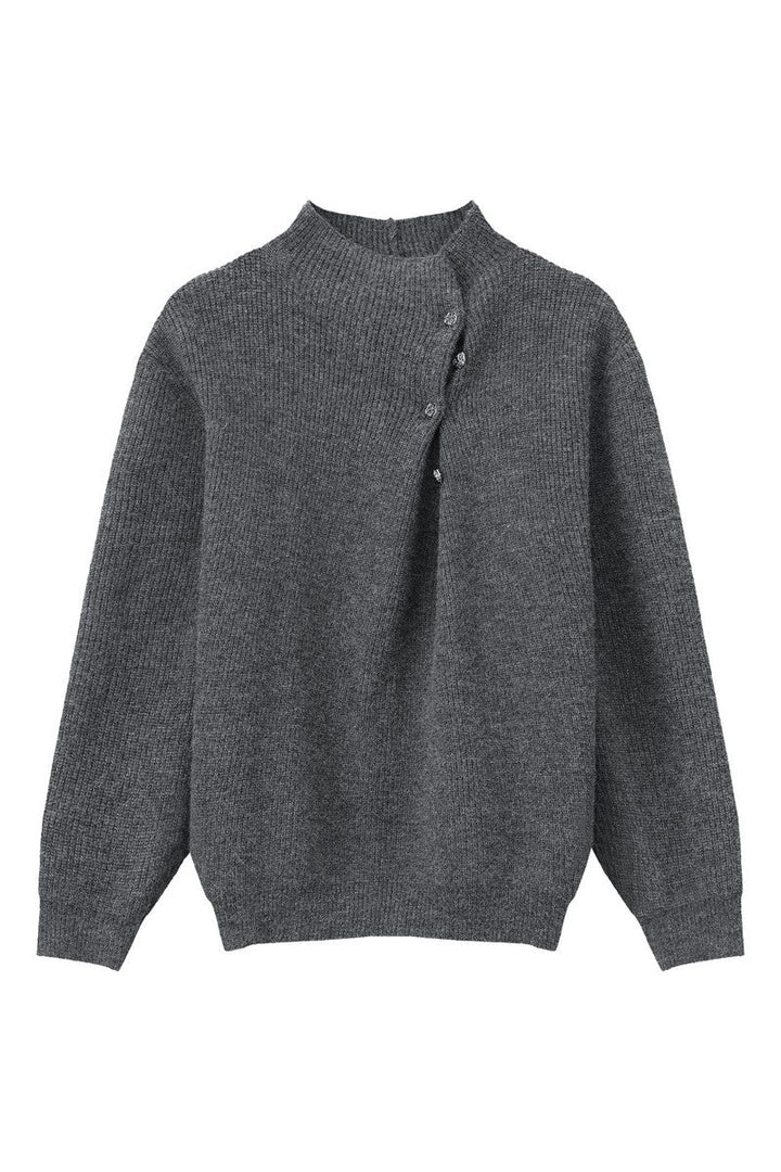 Button Detail Mock Neck Sweater