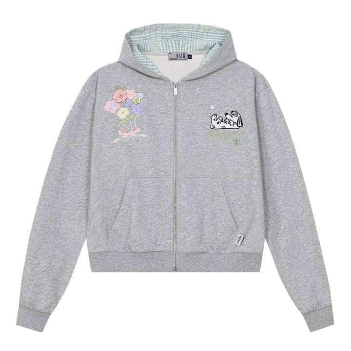 Hand Drawn Dog Embroidered Hoodie