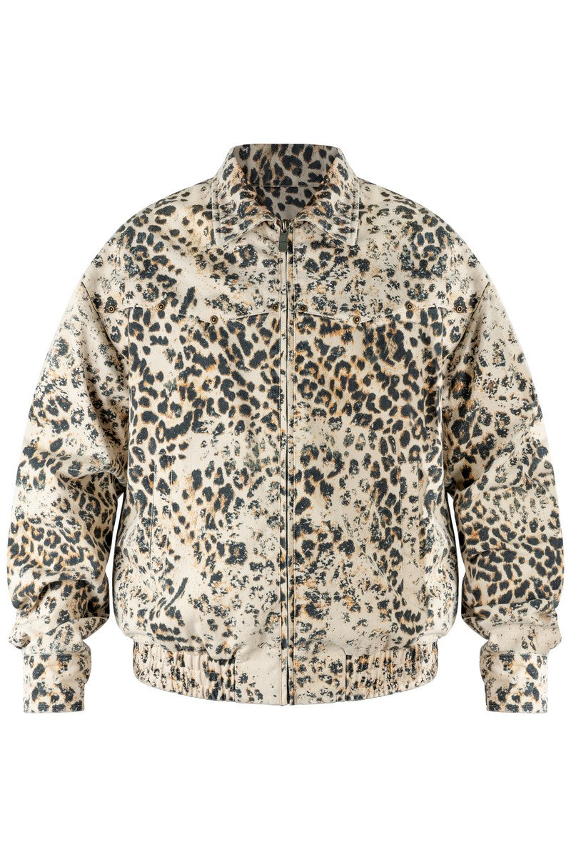 Distressed Leopard Coach Jacket