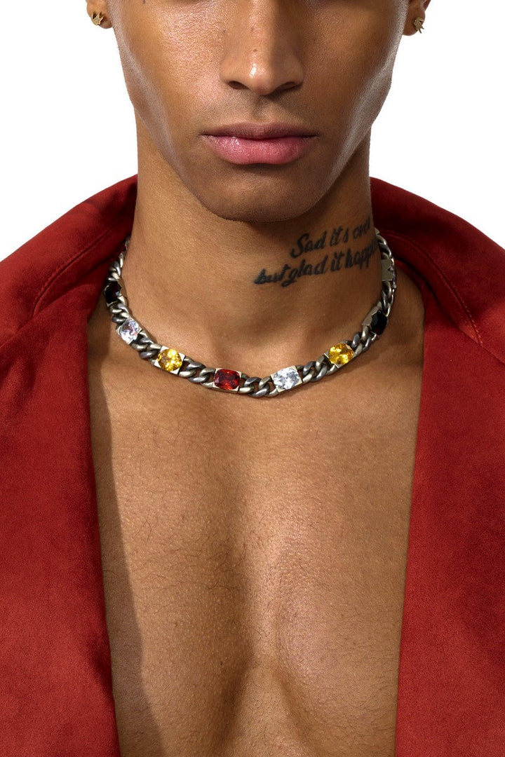 Zircon Titanium Vintage Chain Necklace