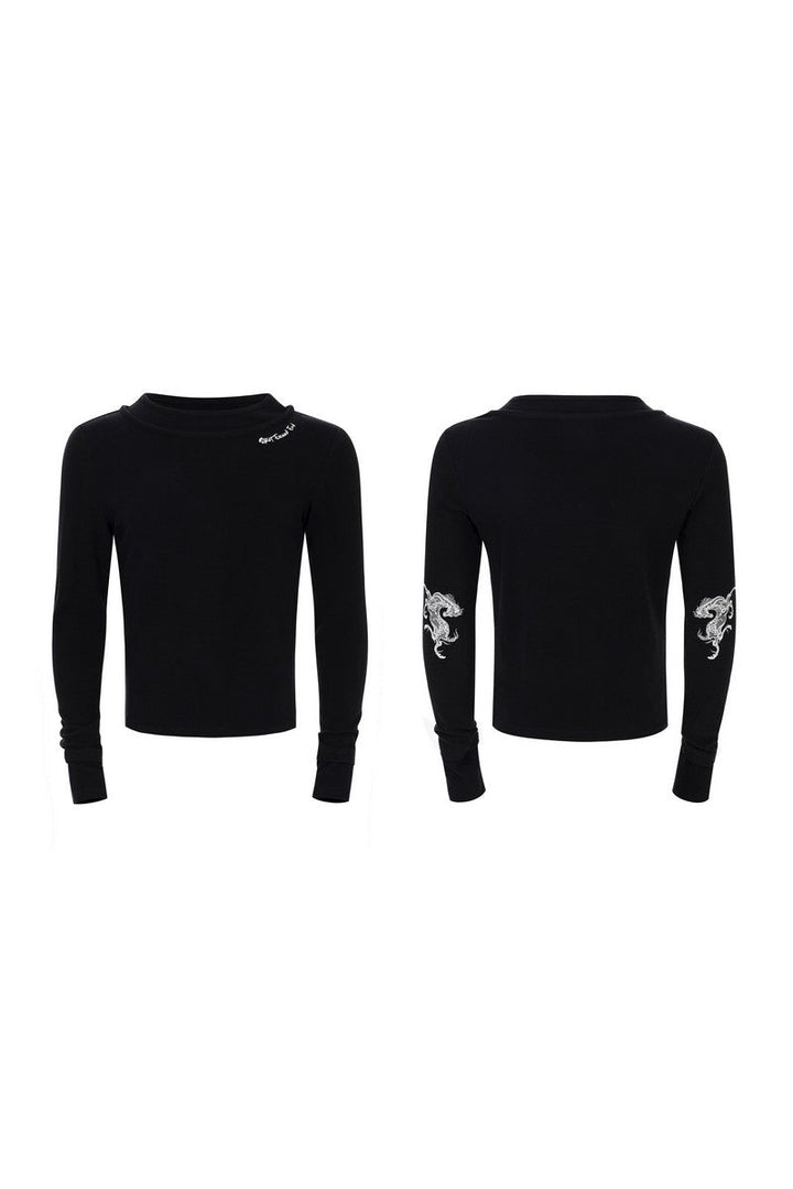 Layered Collar Embroidered Logo Tee