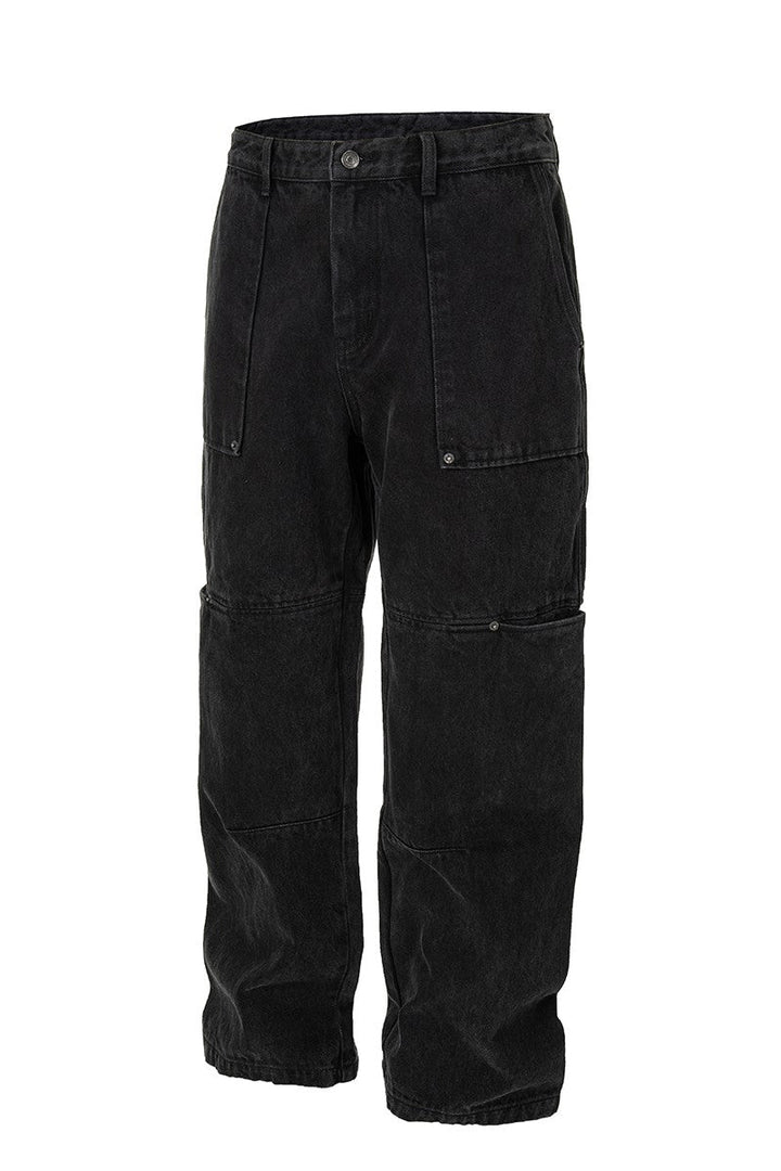 Washed Multi Pocket Cargo Jeans