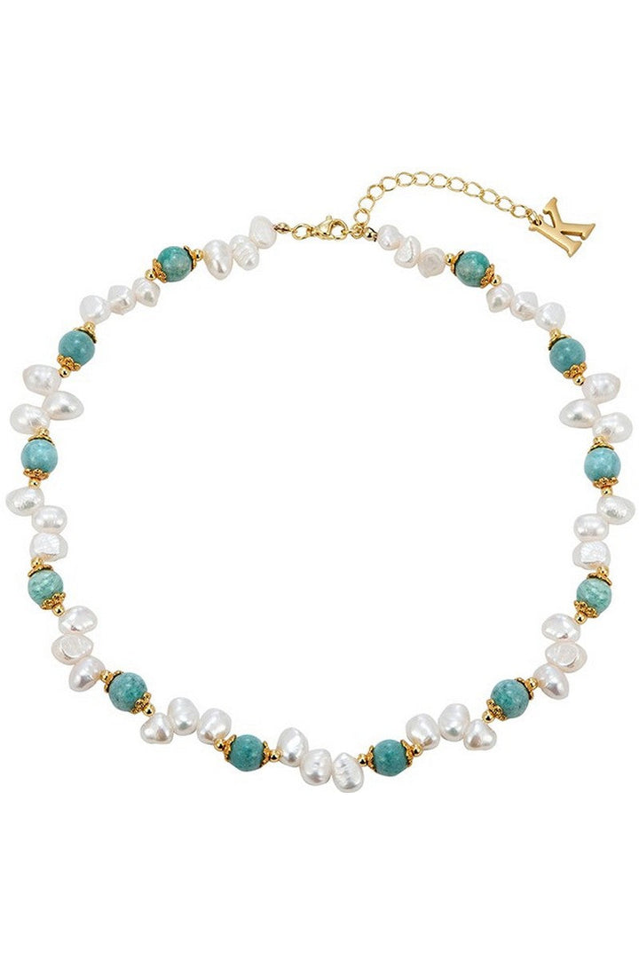 Amazonite Pearl Pendant Necklace