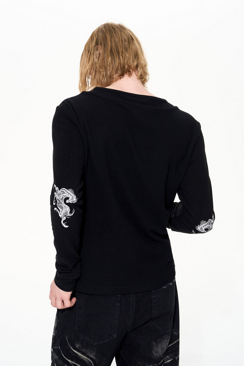 Layered Collar Embroidered Logo Tee