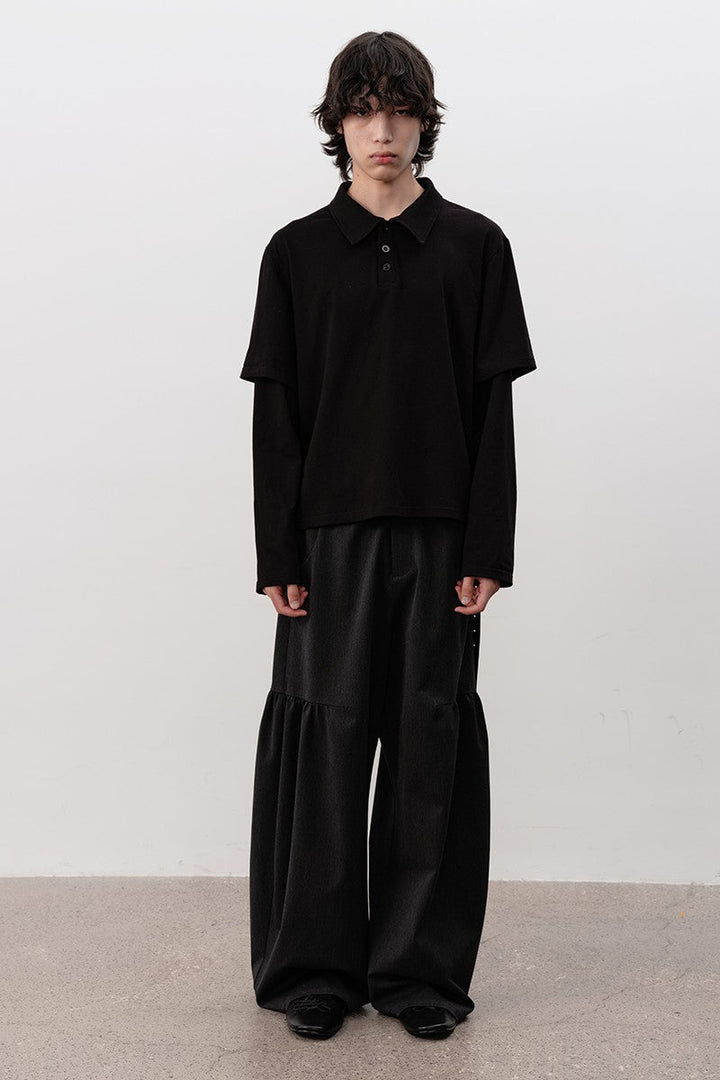 Black Layered Polo Shirt