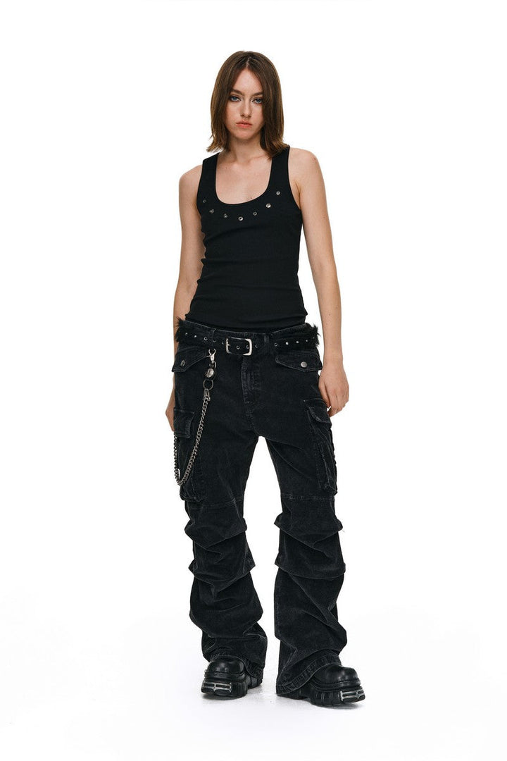 Washed Corduroy Cargo Pants