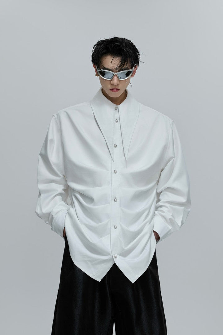 Ruched Scarf Collar Blouse