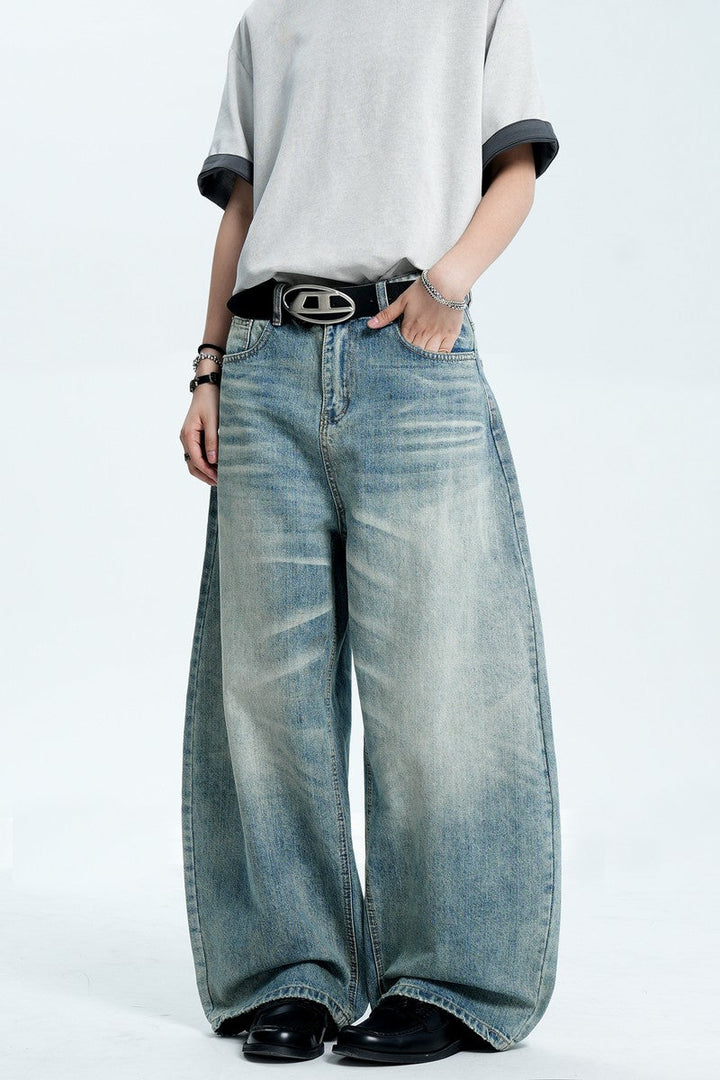 Washed Whisker Blue Jeans