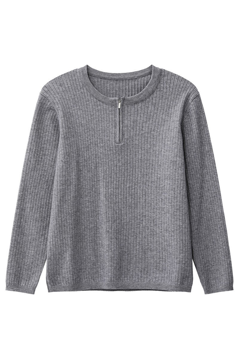 Textured Half Zip Knit Sweater