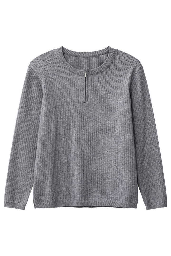 Textured Half Zip Knit Sweater