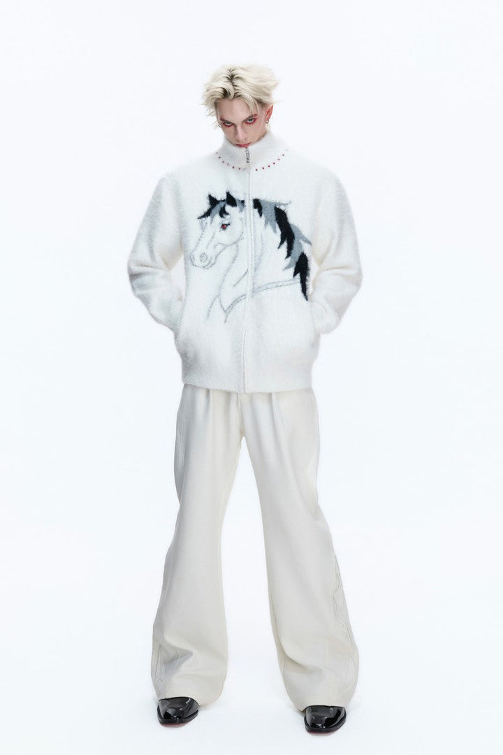 Jungle Knit High Neck Cardigan