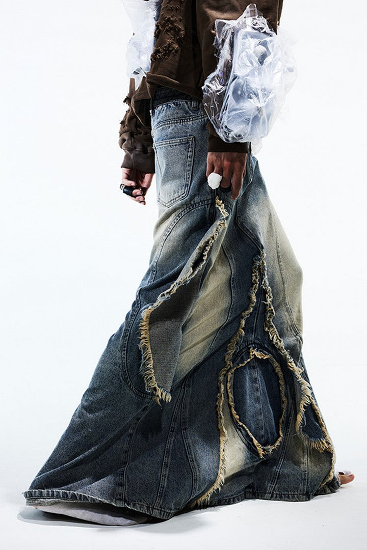 Washed Monkey Denim Skirt