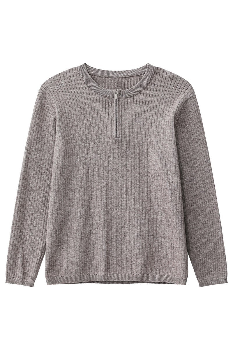 Textured Half Zip Knit Sweater