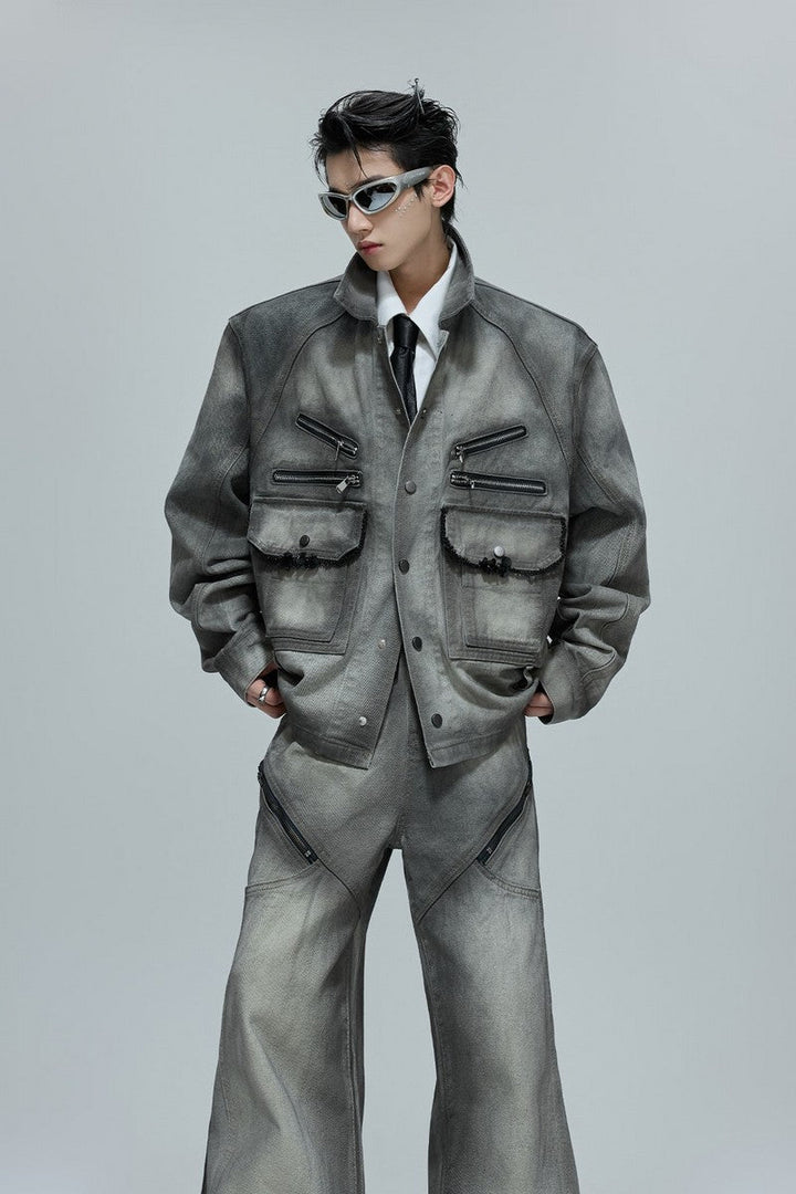 Vintage Cement Grey Denim Jacket