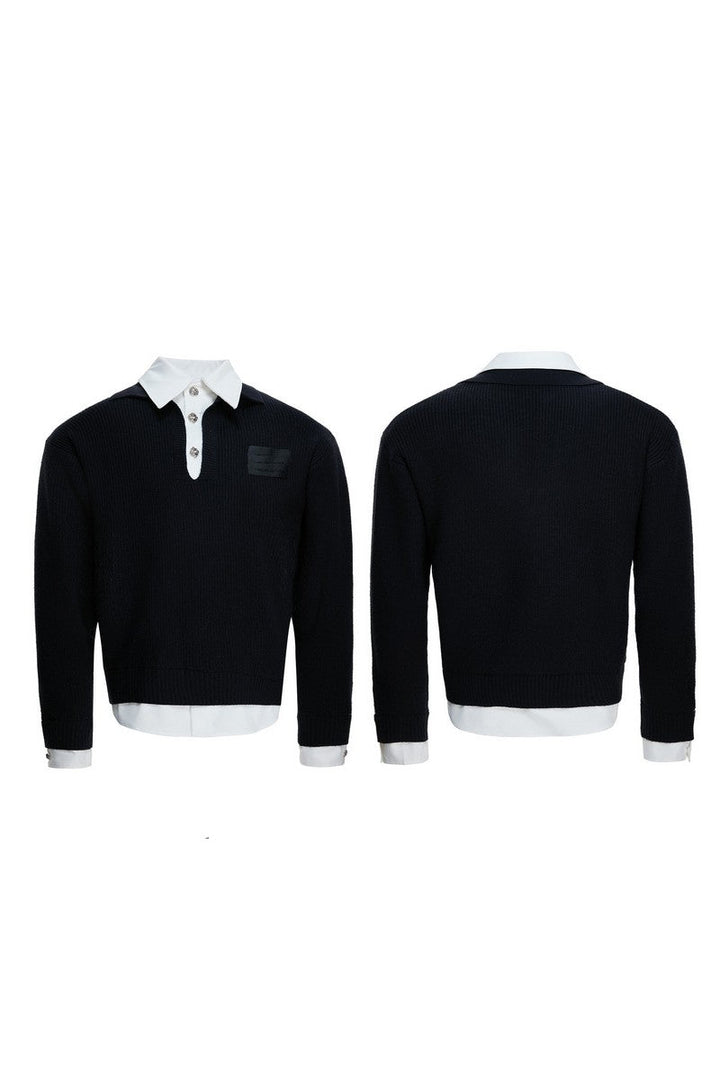 Layered Wool Knit Sweatshirt