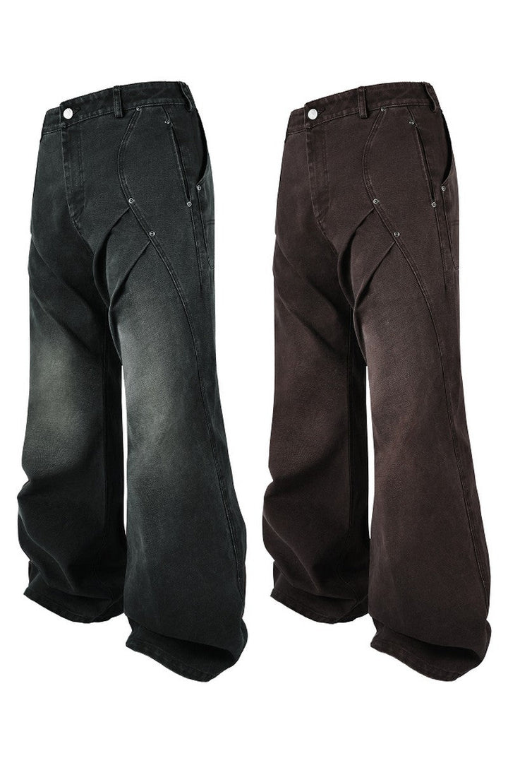 Washed Pleated Work Pants