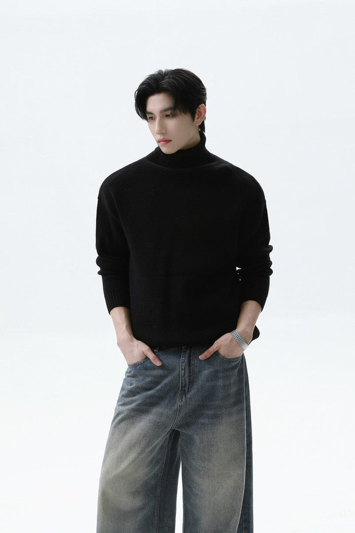 Heavyweight Turtleneck Knit Sweater
