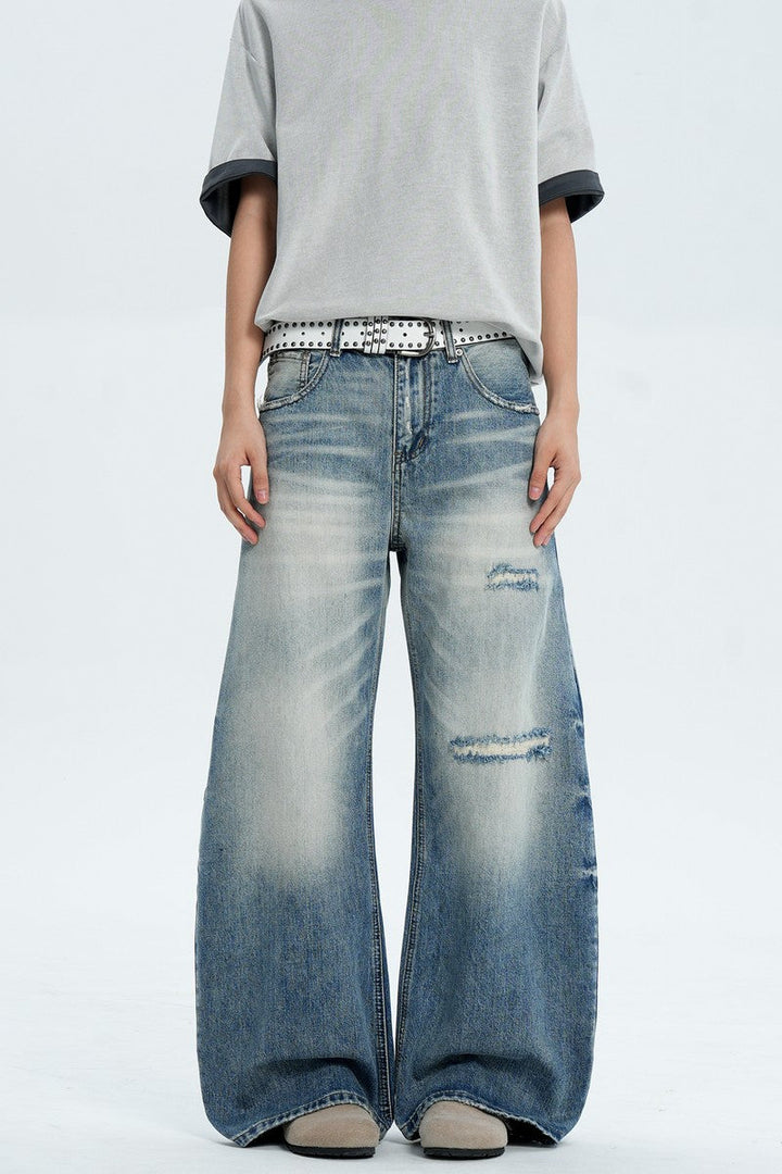 Destroyed Washed Wide Jeans