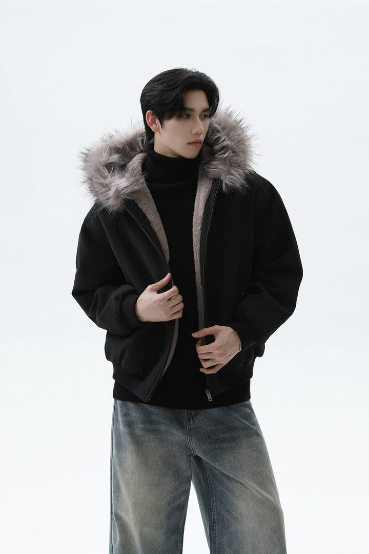 Faux Fur Hooded Puffer Jacket