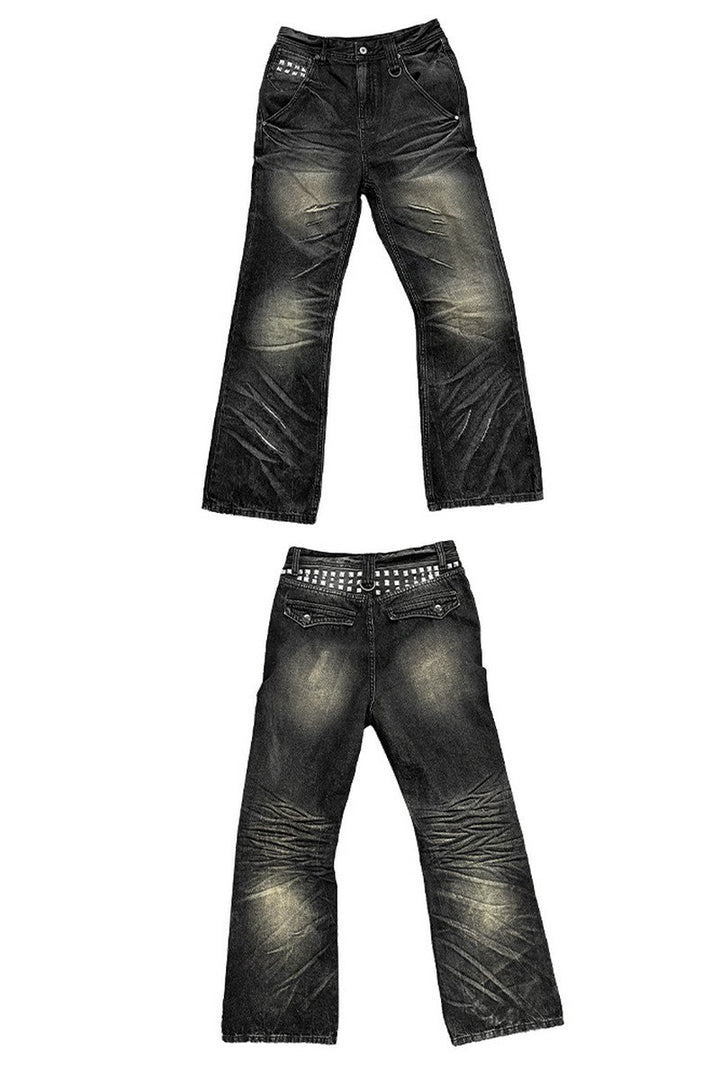 Washed Claw Straight Jeans
