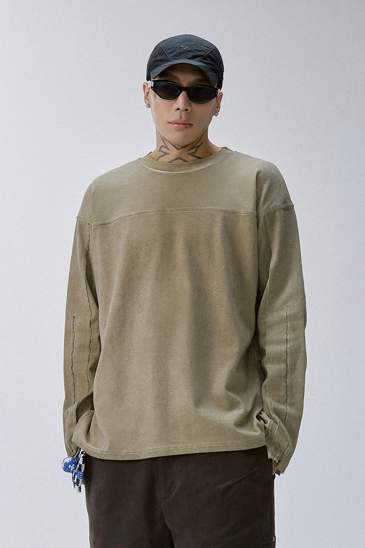 Distressed Patchwork Long Sleeve Tee