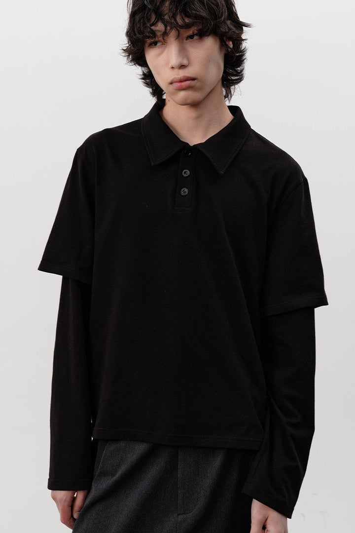 Black Layered Polo Shirt