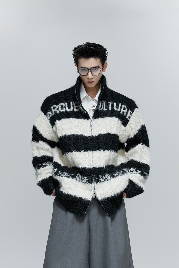 Colorblock Chunky Knit Cardigan