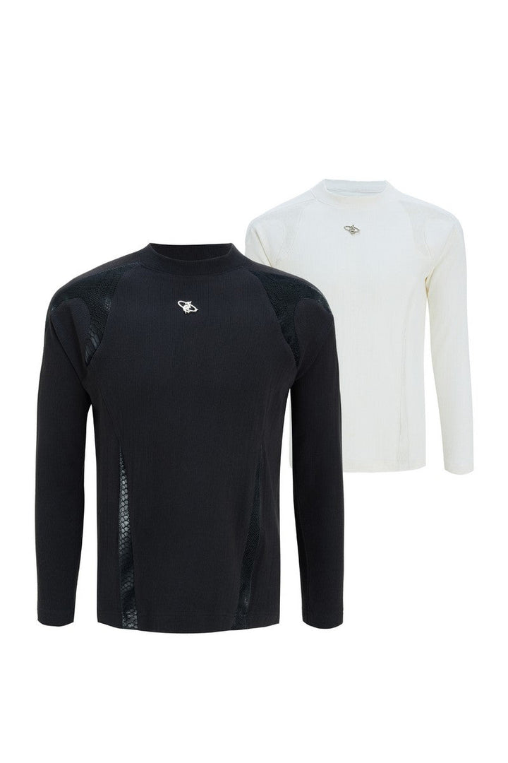 Ribbed Cotton Leather Patch Tee