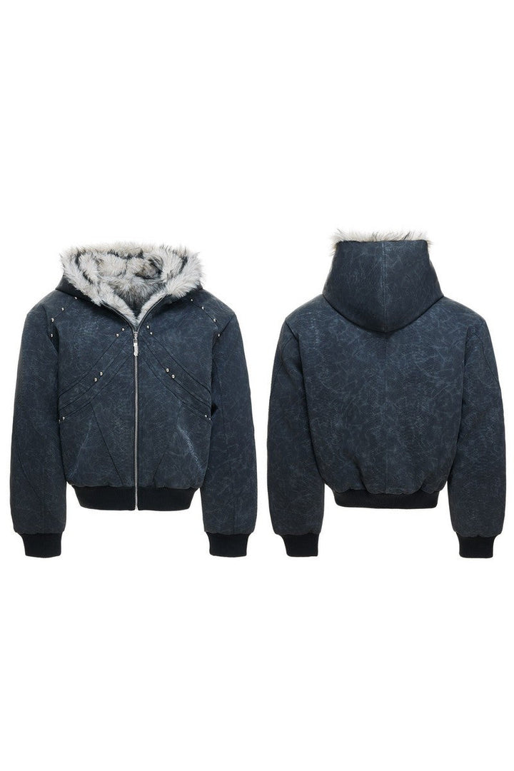 Thick Croc Pattern Fur Jacket