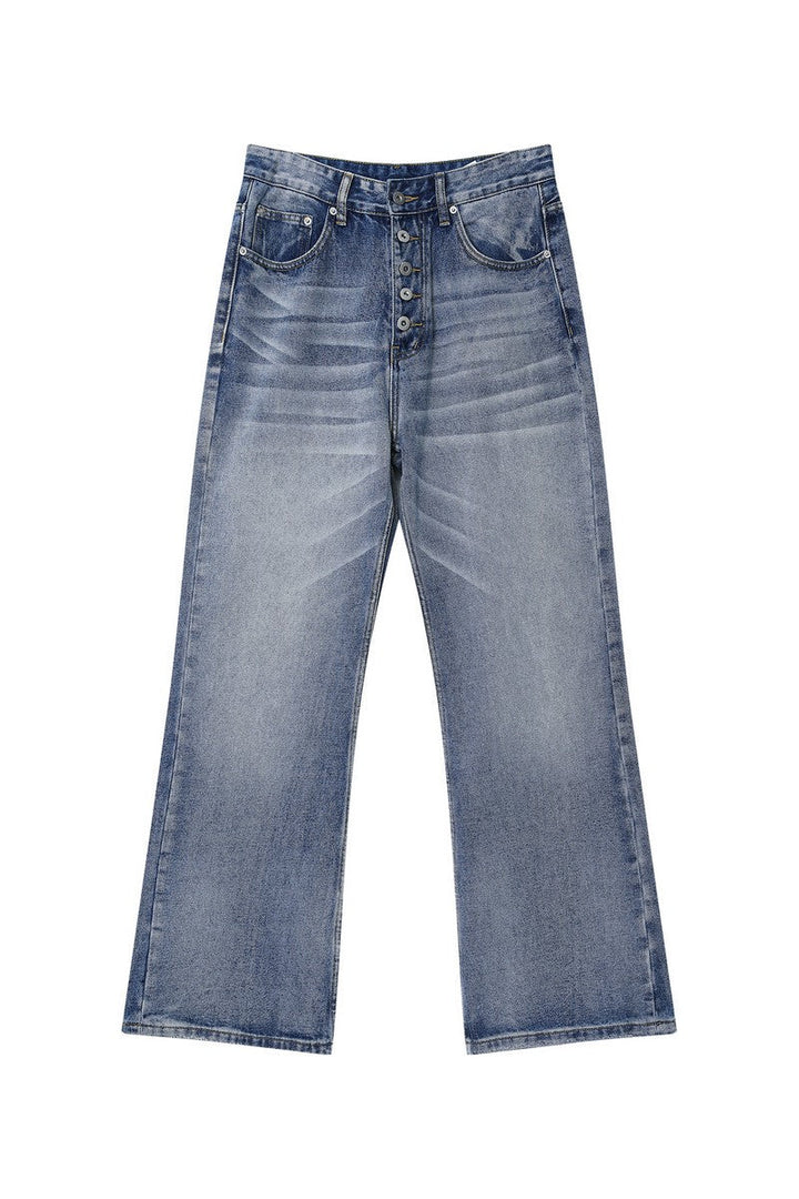 Whisker Wash Button Fly Jeans