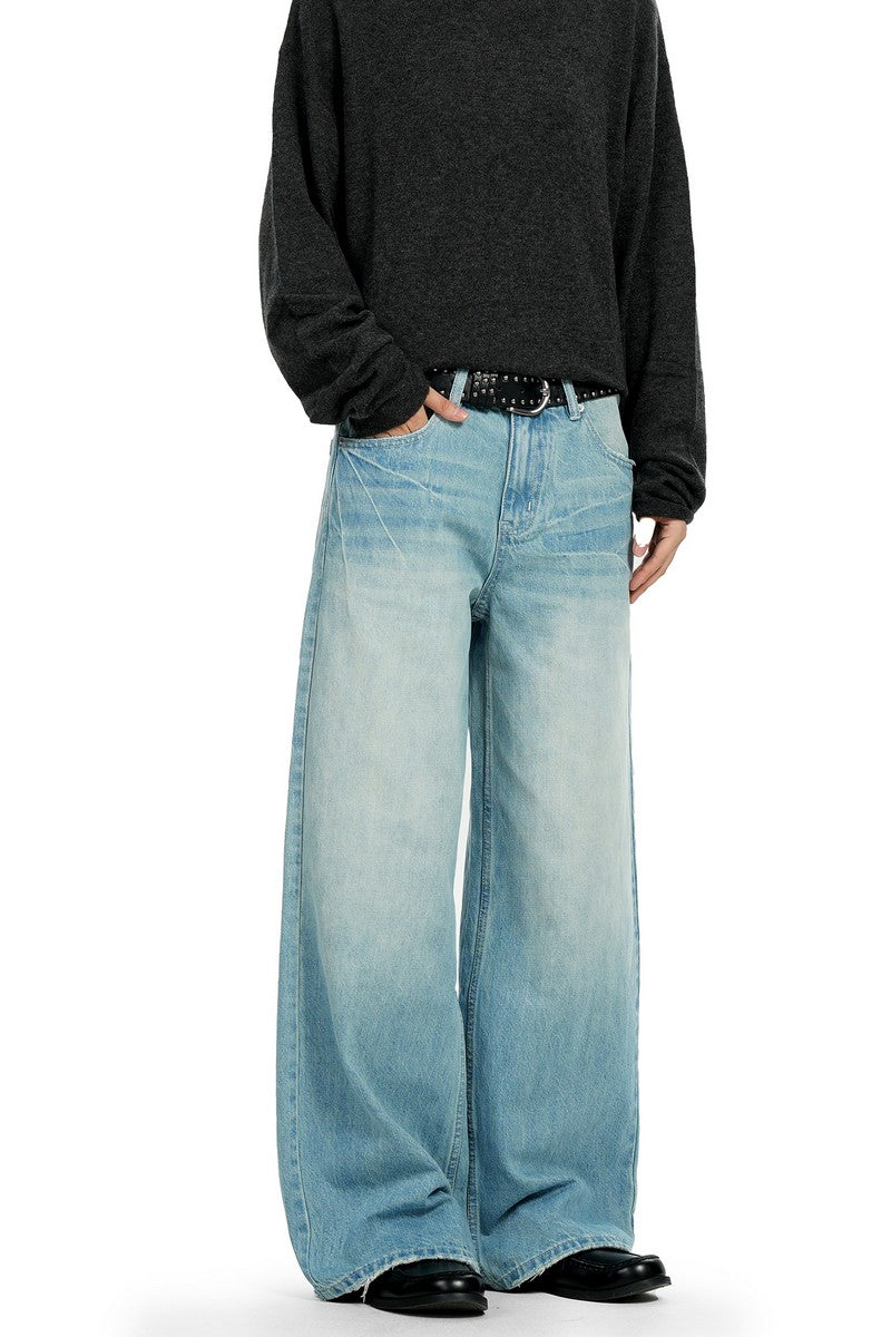 Cracked Blue Straight Jeans