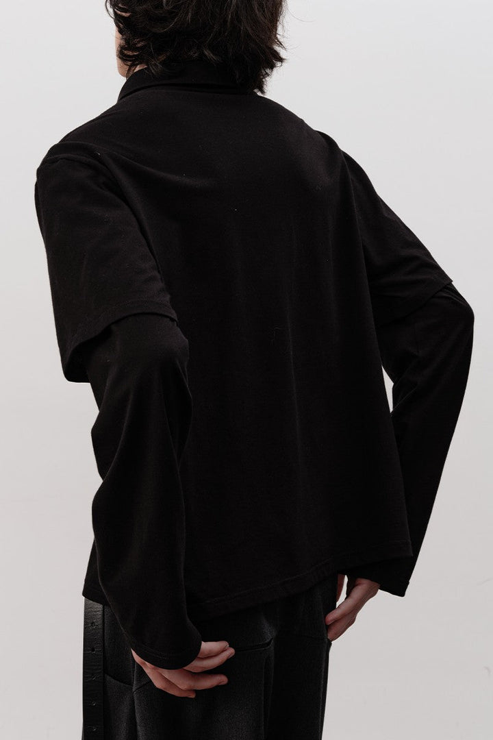 Black Layered Polo Shirt