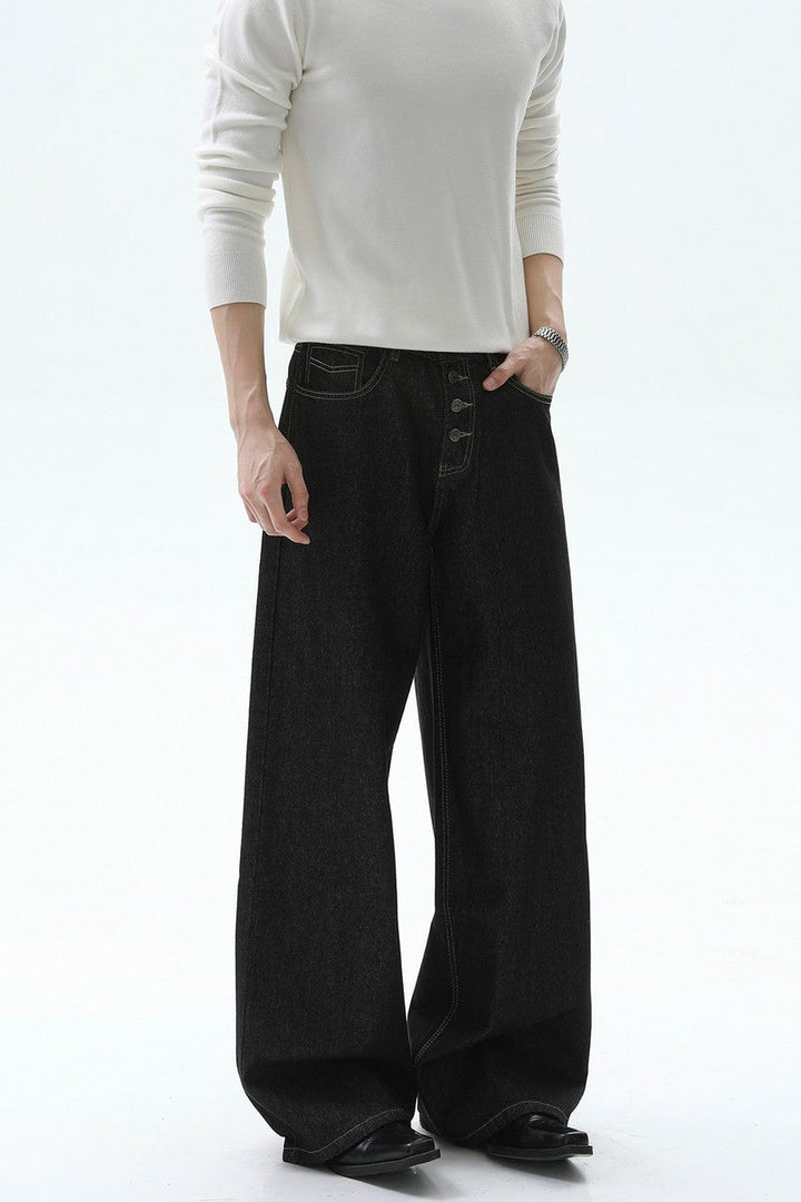 Vintage Button Fly Washed Jeans
