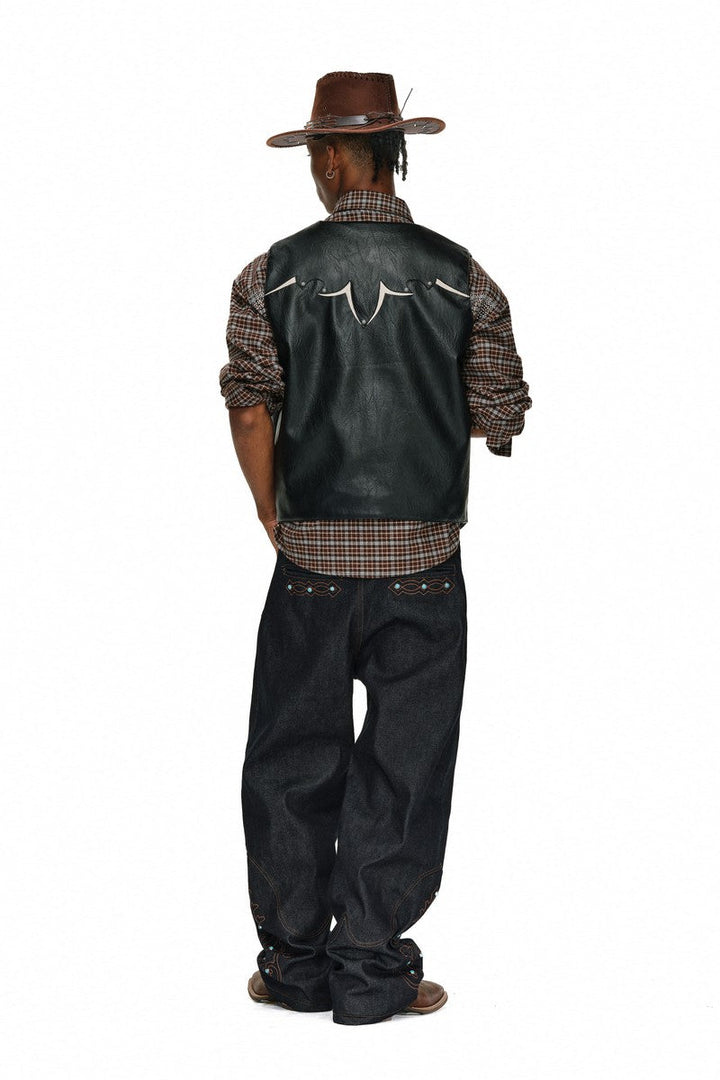 Embroidered Western Straight Jeans