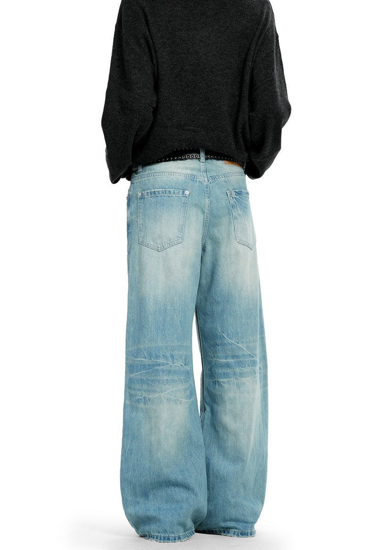 Cracked Blue Straight Jeans