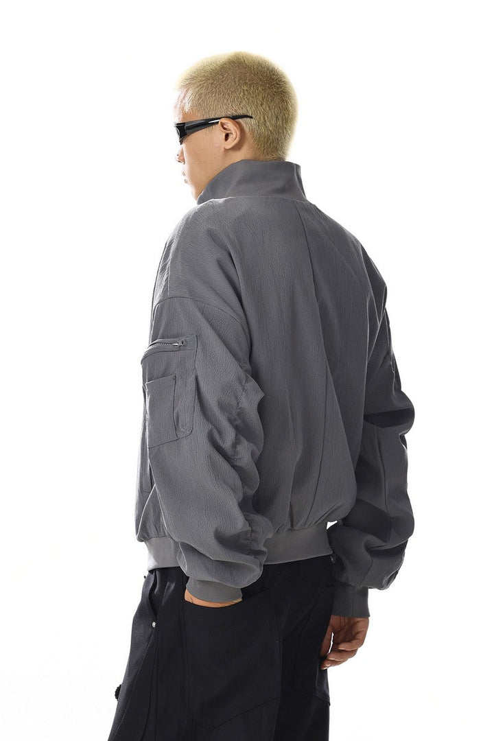 Gray Short Mock Neck Jacket