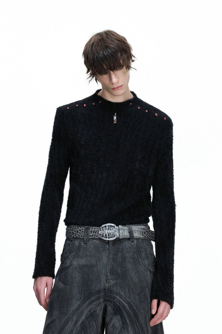 Embellished Padded Shoulder Long Sleeve