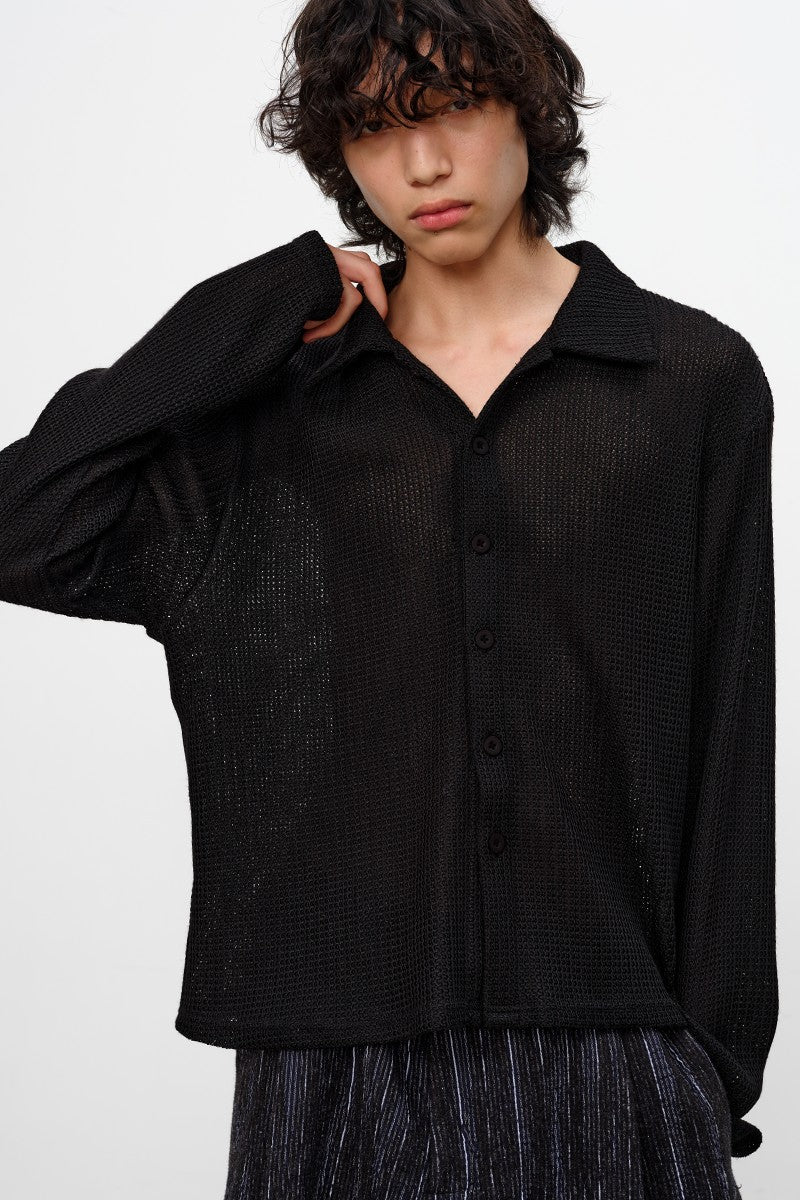 Woven Textured Long Sleeve Shirt