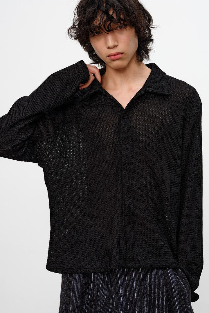 Woven Textured Long Sleeve Shirt