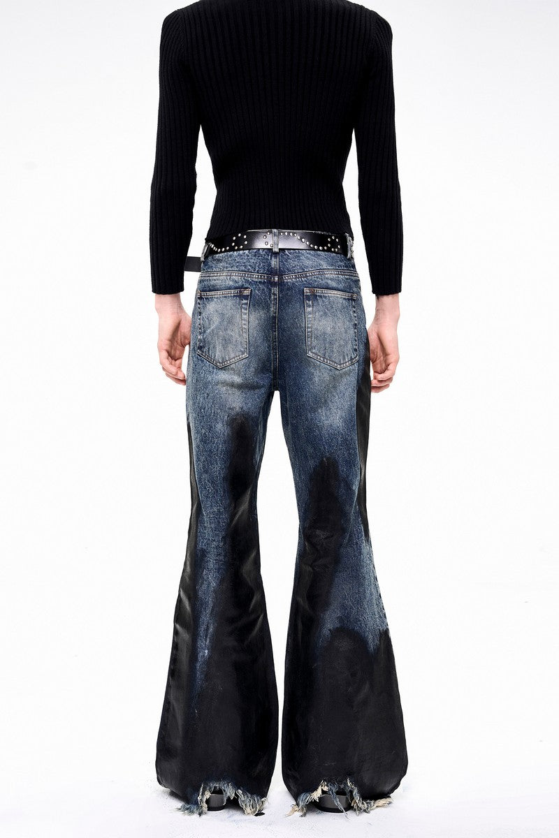 Waxed Flare Washed Jeans